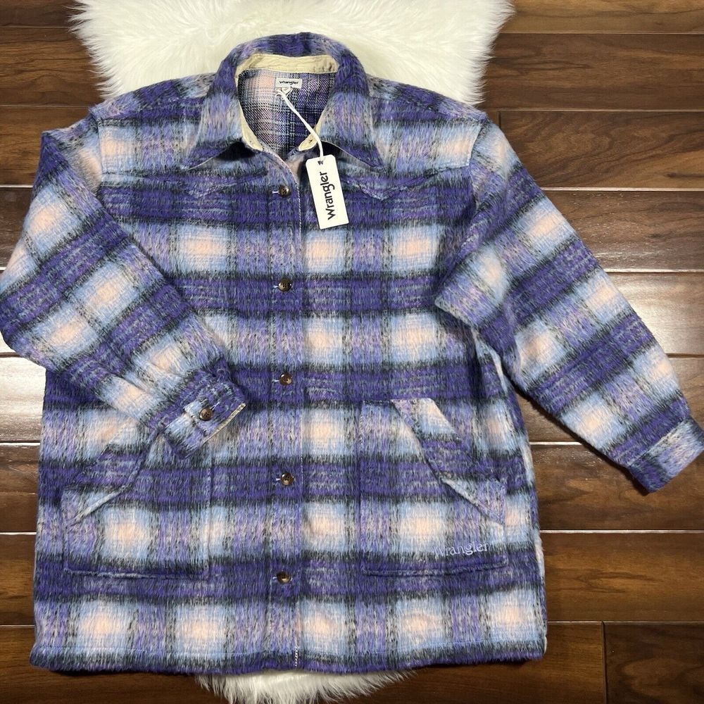 Wrangler‎ Women's Size XL Very Peri Purple Oversized Flannel Western Jacket